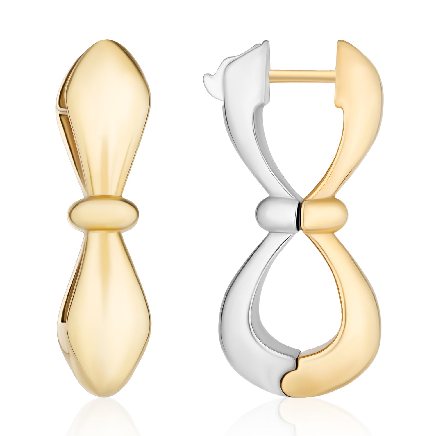 Together Forever Two Tone Infinity Earring in Yellow Gold & White Gold