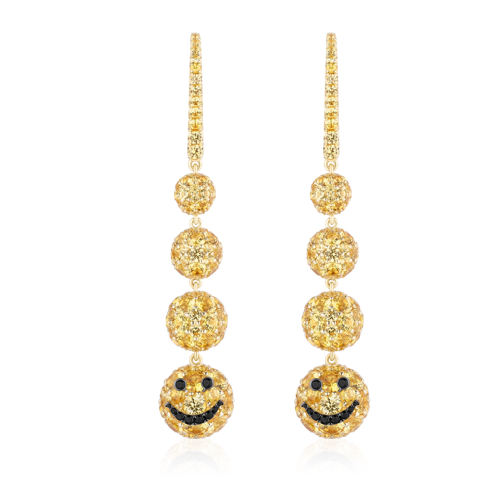Spoiled Capsule Smiley Drop Earrings with Yellow Sapphires