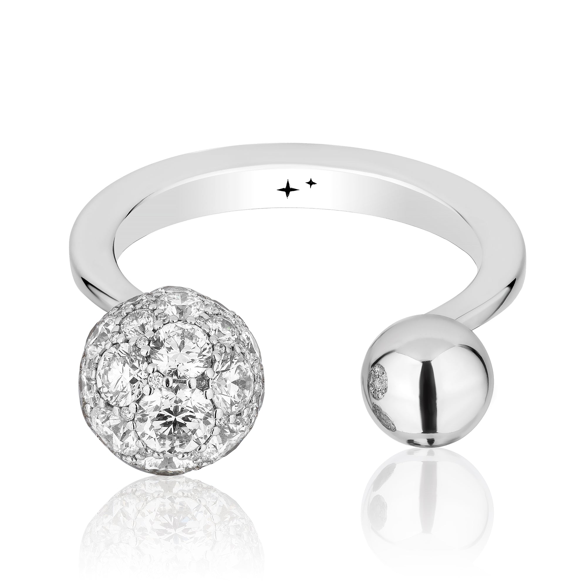 Celestial Toi et Moi Ring Semi Set in White Gold & Black Diamonds