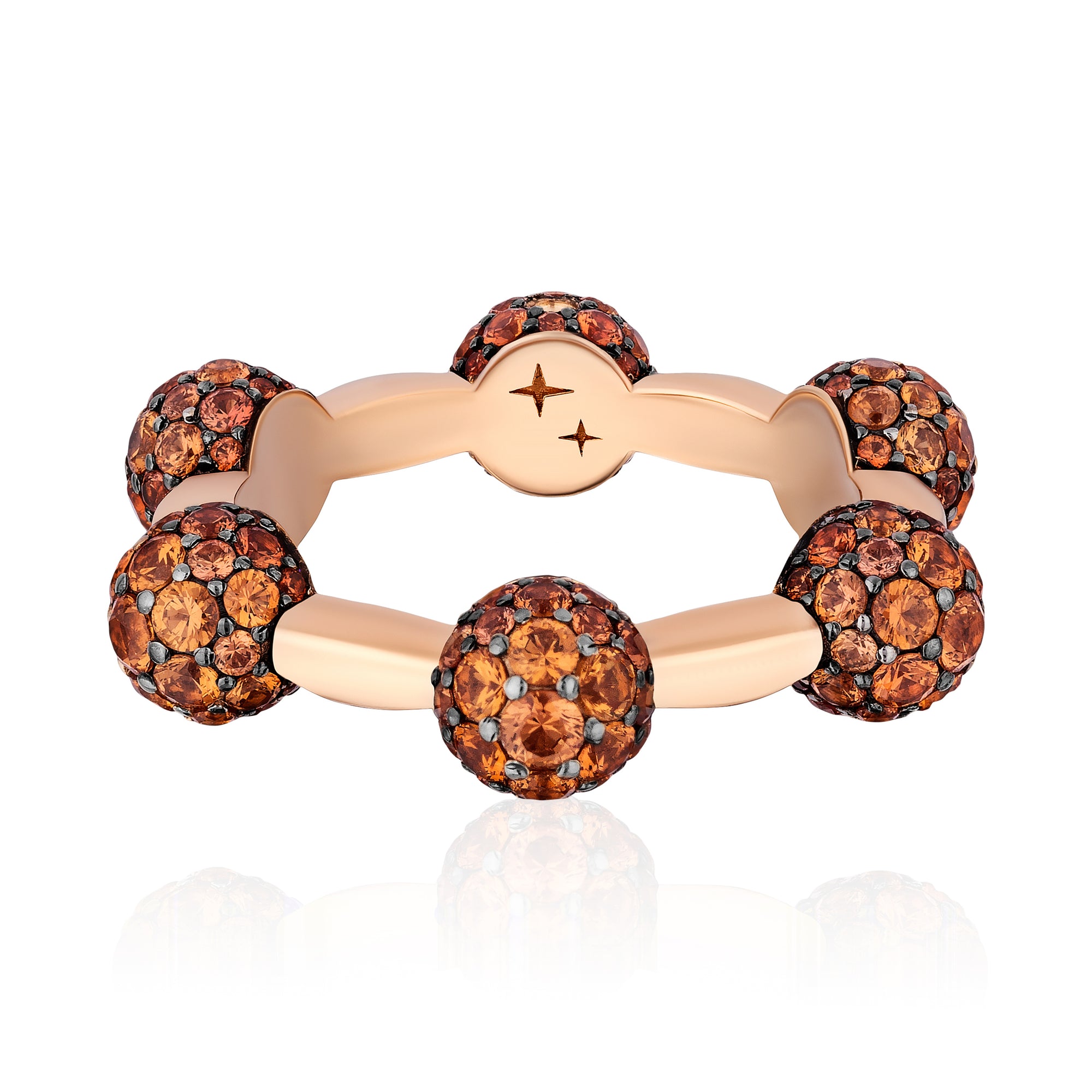 Celestial Ring in Rose Gold with Orange Sapphires