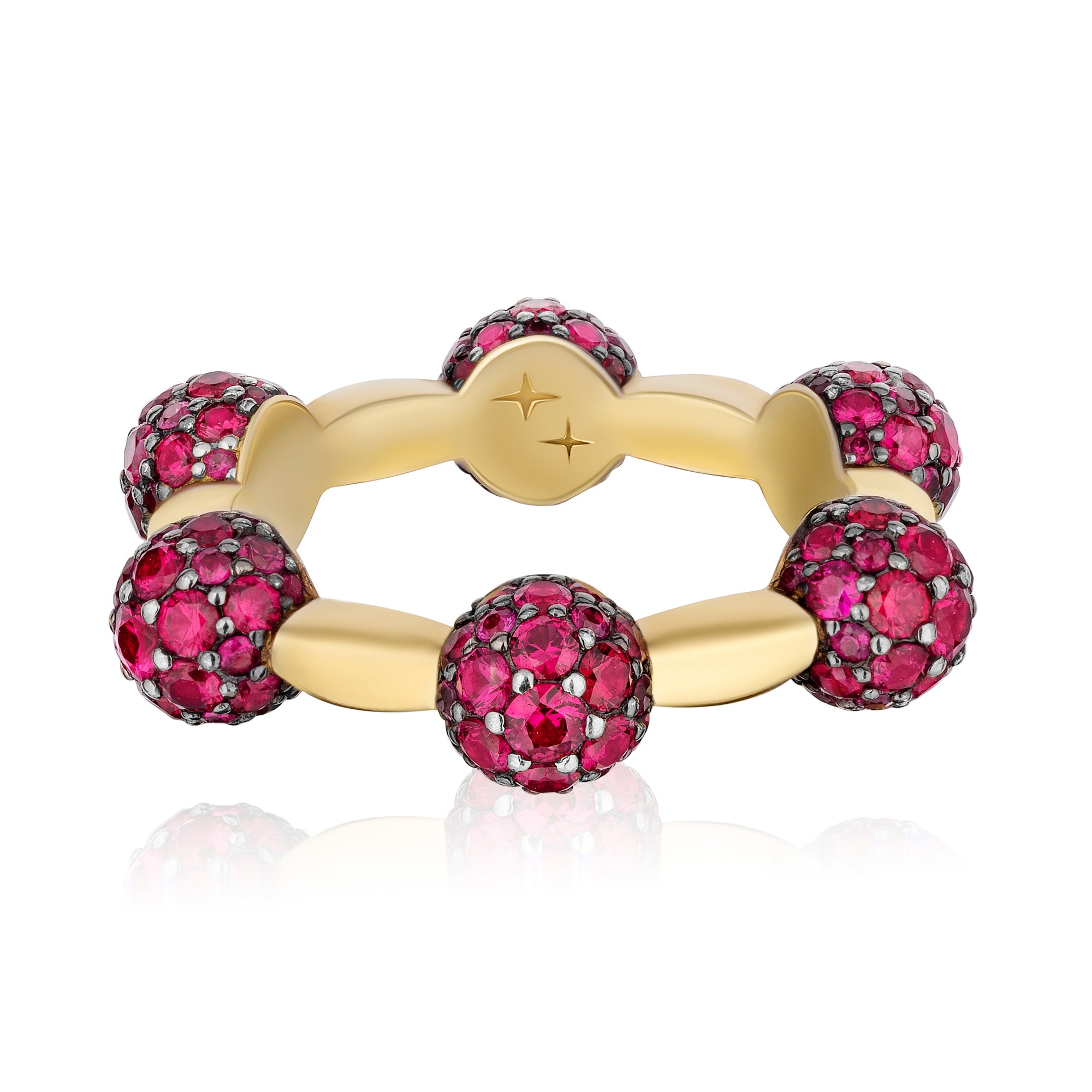 Celestial Ring in Yellow Gold with Rubies