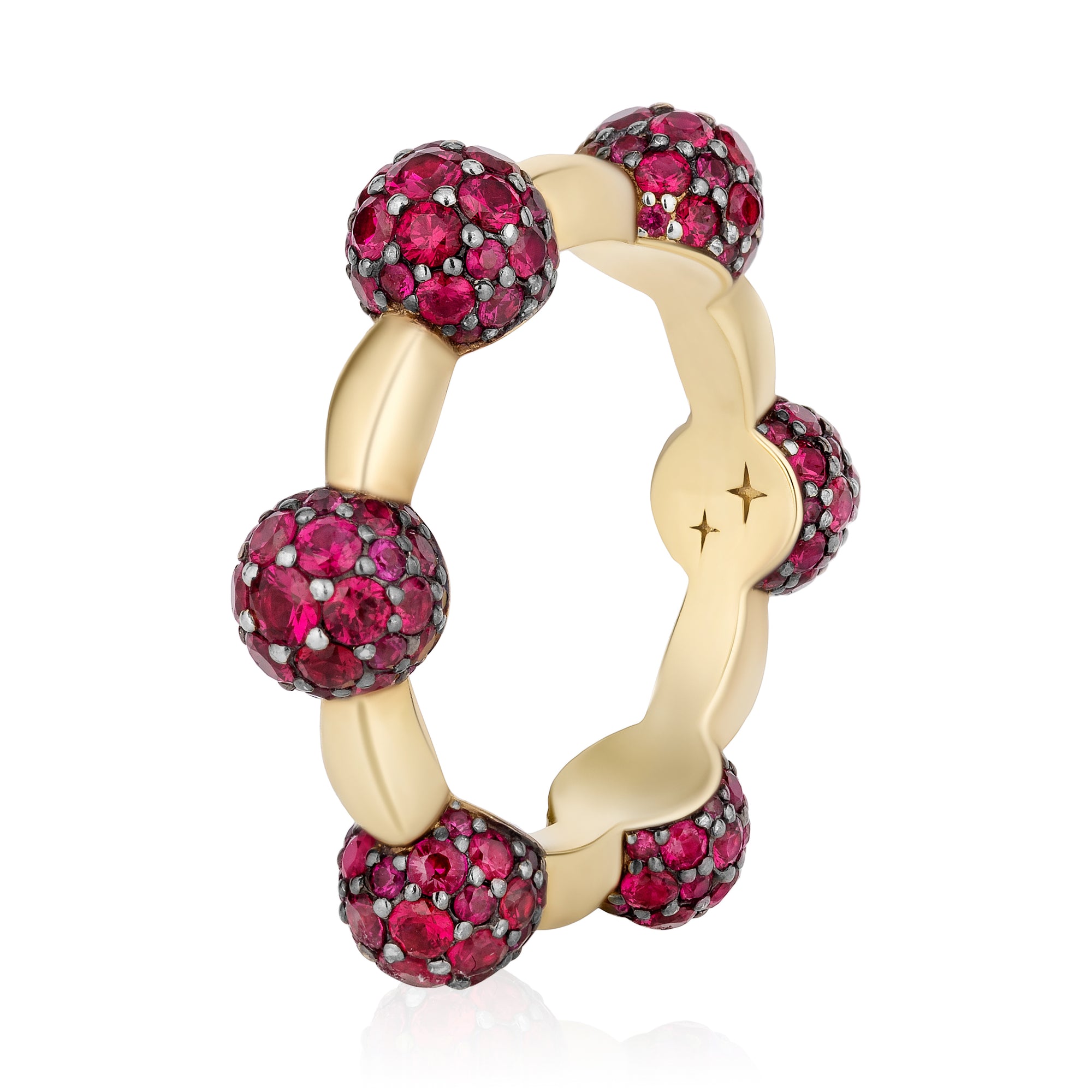 Celestial Ring in Yellow Gold with Rubies