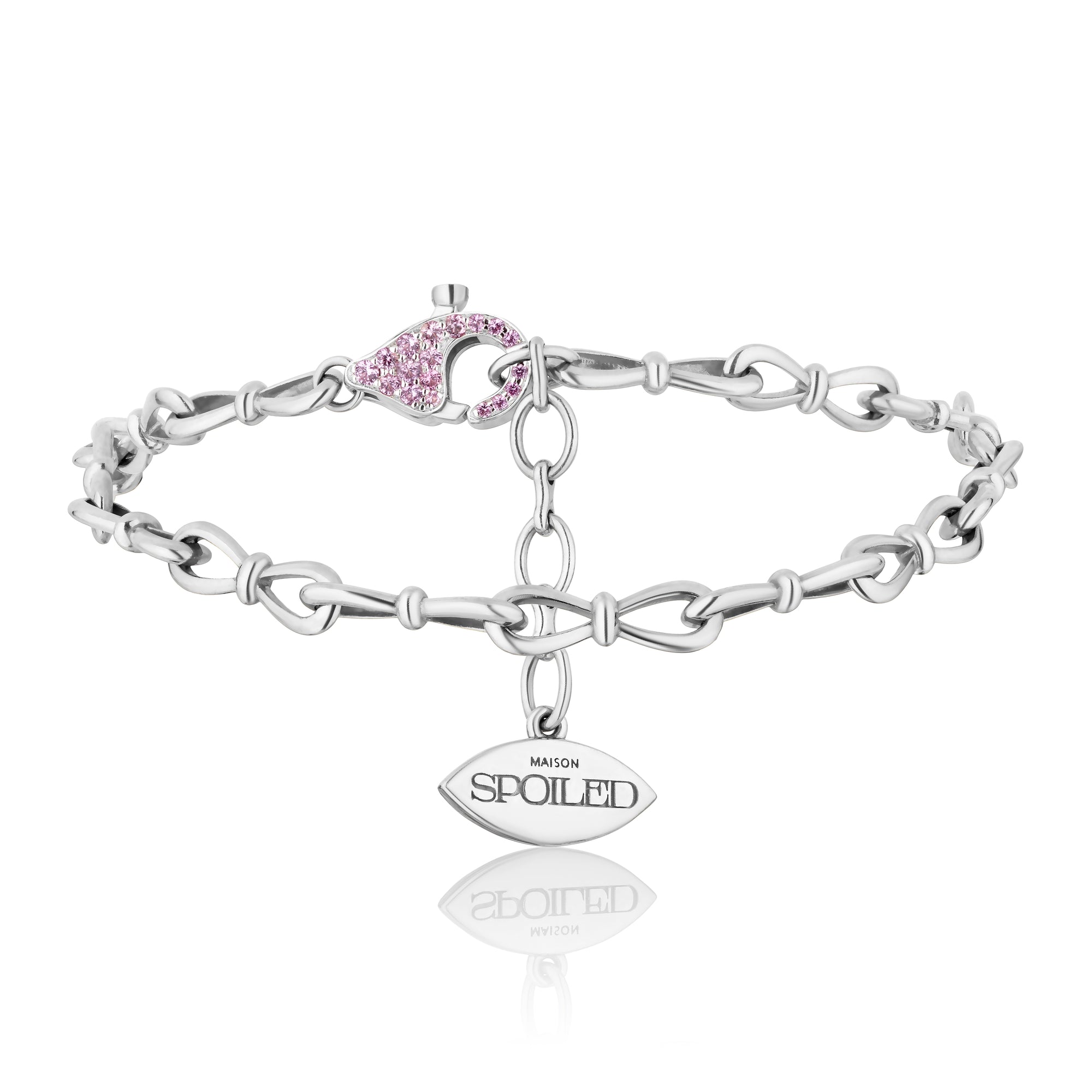 Together Forever Standard Infinity Link Bracelet with Pink Sapphire Spoiled Clasp