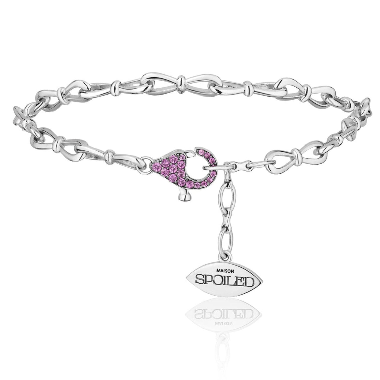 Together Forever Standard Infinity Link Bracelet in White Gold & Pink Sapphires