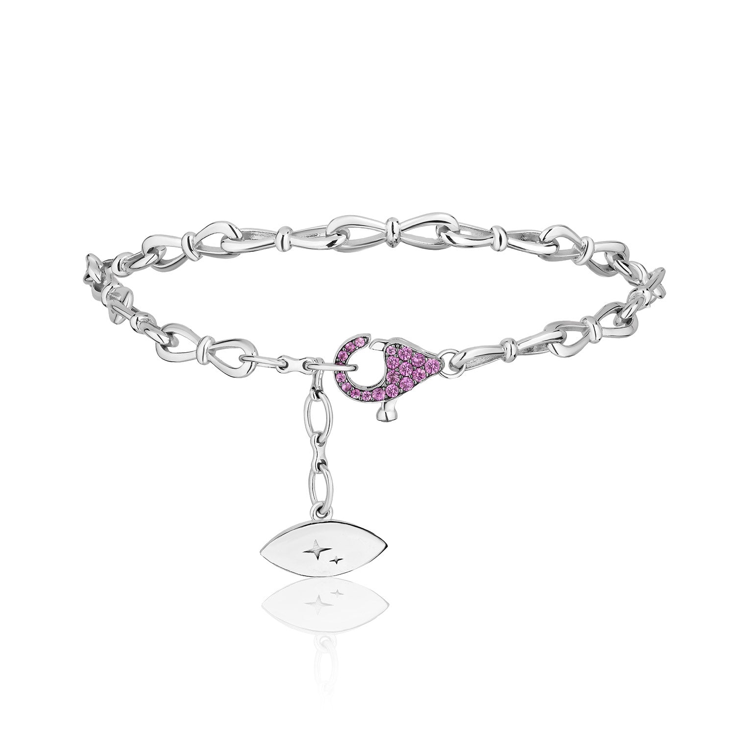 Together Forever Standard Infinity Link Bracelet in White Gold & Pink Sapphires