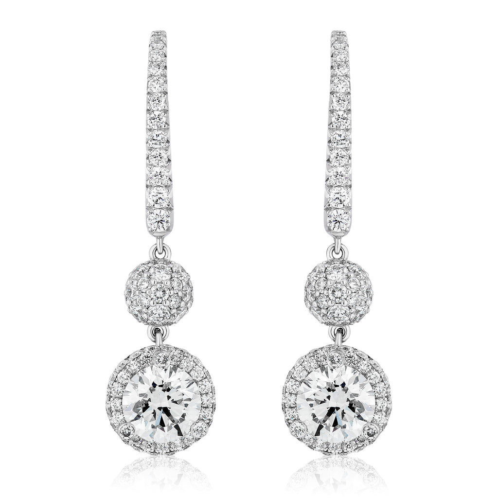 Spoiled Staples Round Celestial Drop Earrings with Natural Diamonds and Rubies (Semi Mount)