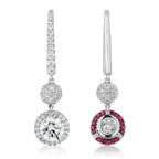 Spoiled Staples Round Celestial Drop Earrings with Natural Diamonds and Rubies (Semi Mount)
