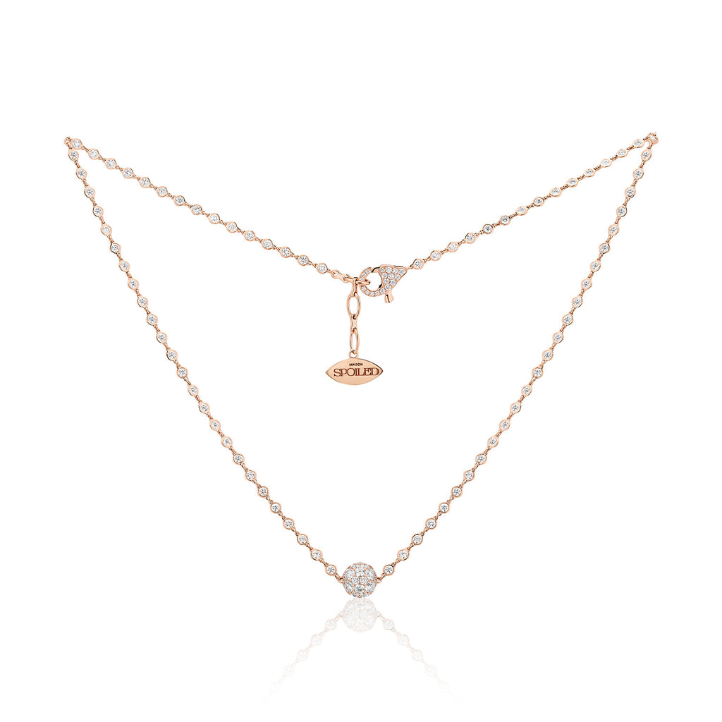 Celestial Lunar Charm Pendant in Rose Gold with Spoiled Chain