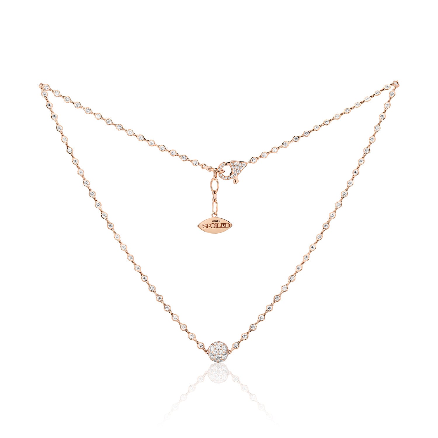 Celestial Lunar Charm Pendant in Rose Gold with Spoiled Chain
