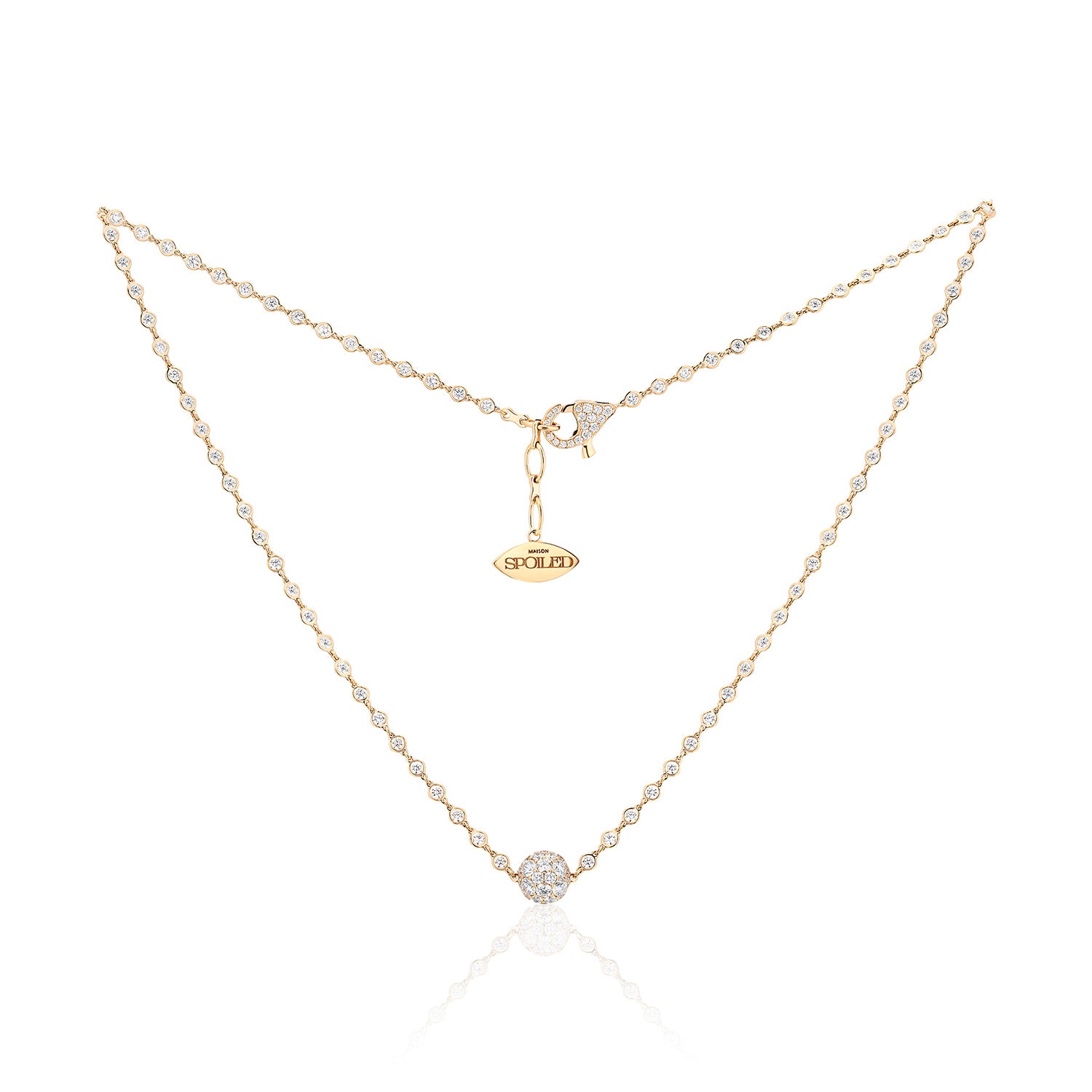 Celestial Lunar Charm Pendant in Yellow Gold with Spoiled Chain