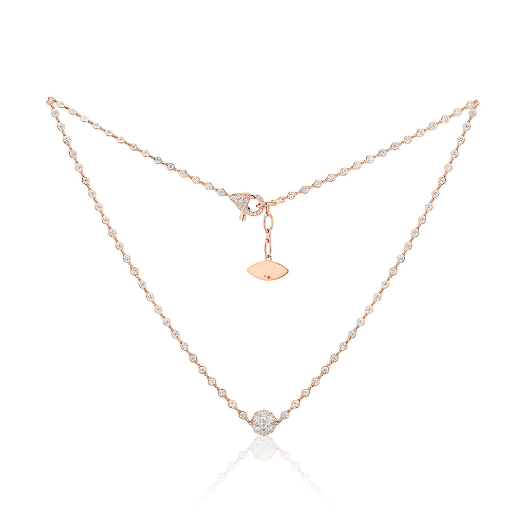 Celestial Lunar Charm Pendant in Rose Gold with Spoiled Chain