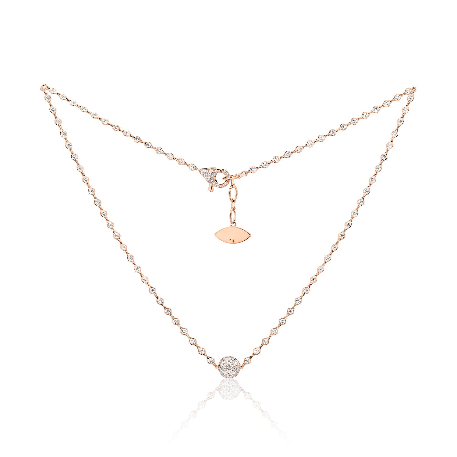 Celestial Lunar Charm Pendant in Rose Gold with Spoiled Chain