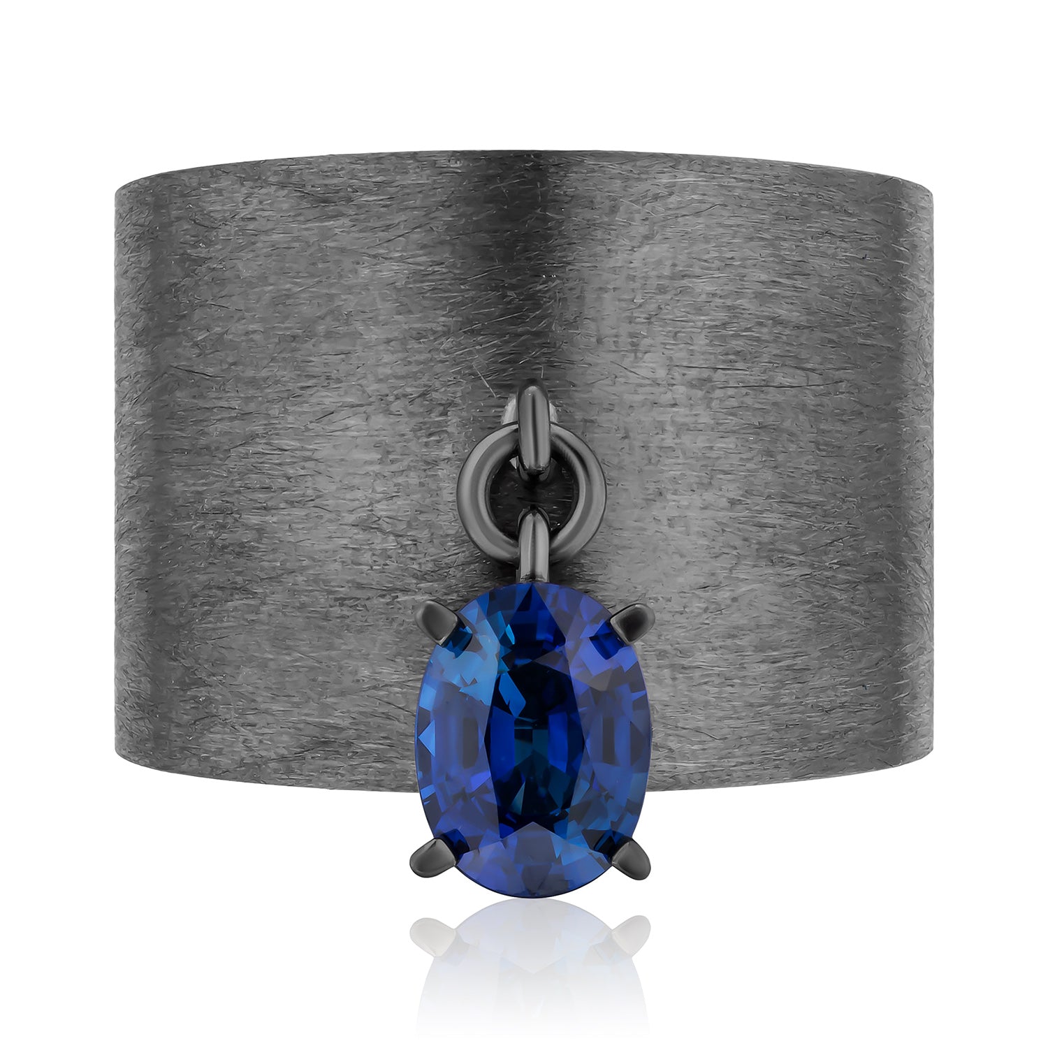 Charmed by Spoiled Ring in Black Rhodium with Sapphire Oval