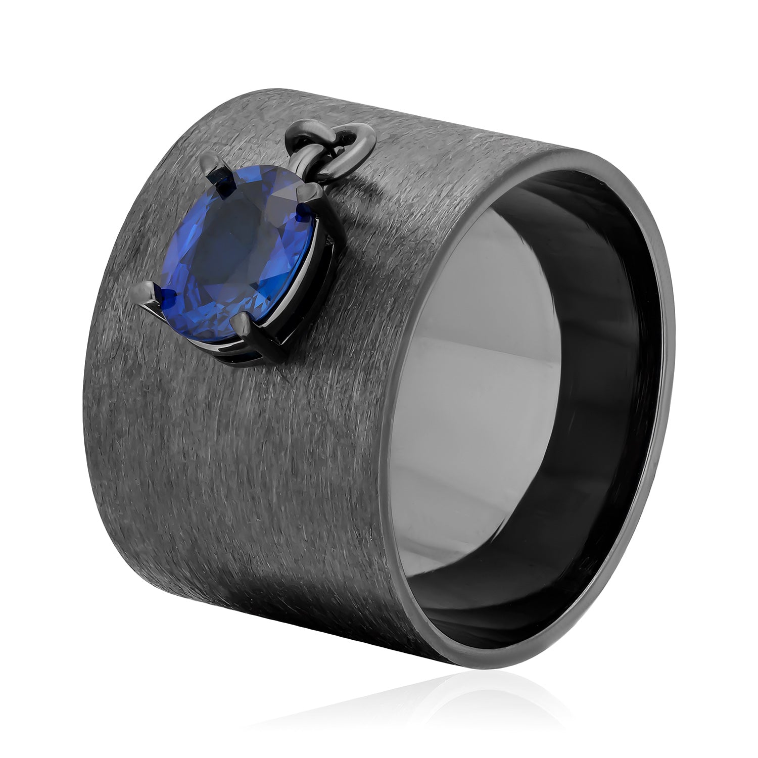 Charmed by Spoiled Ring in Black Rhodium with Sapphire Oval