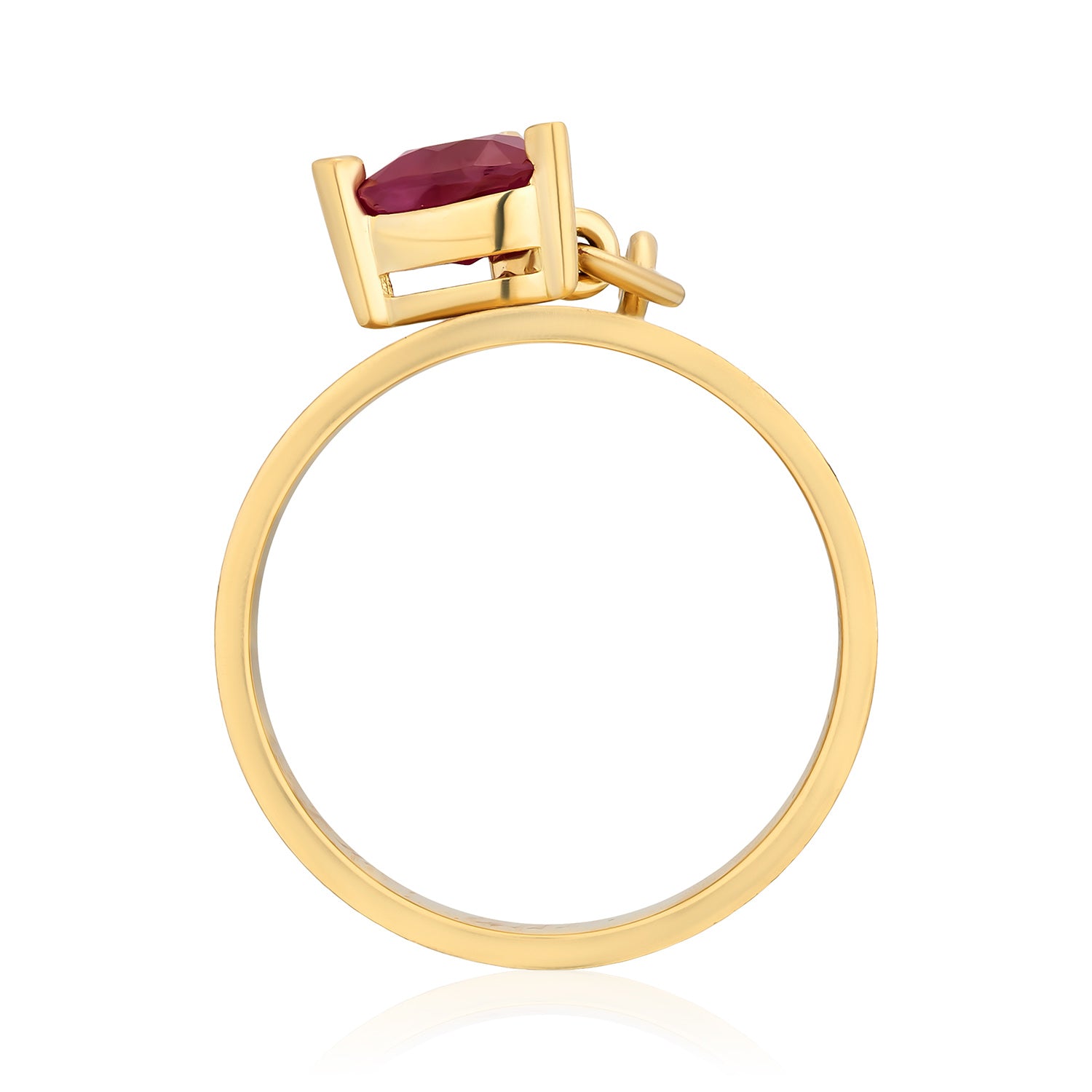 Charmed by Spoiled Ring in Smooth Yellow Gold with Ruby Heart