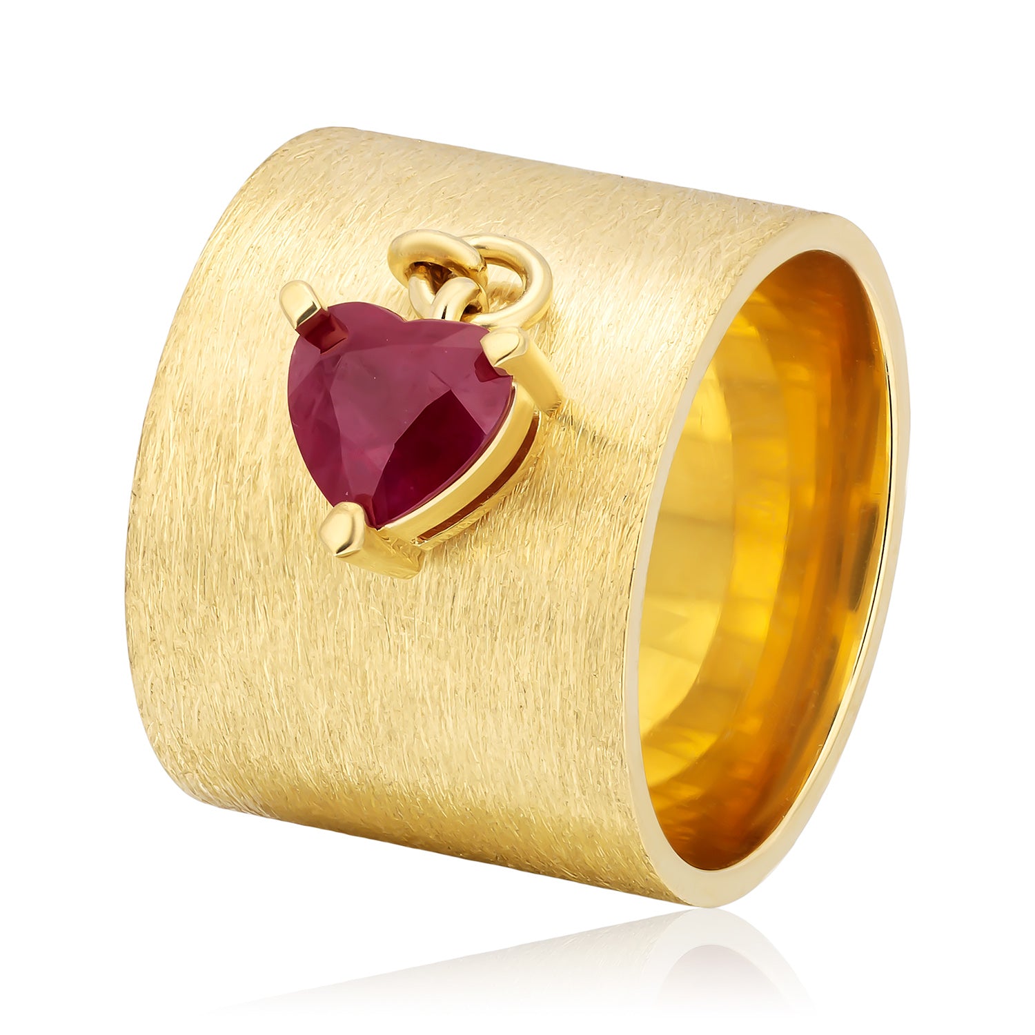 Charmed by Spoiled Ring in Smooth Yellow Gold with Ruby Heart