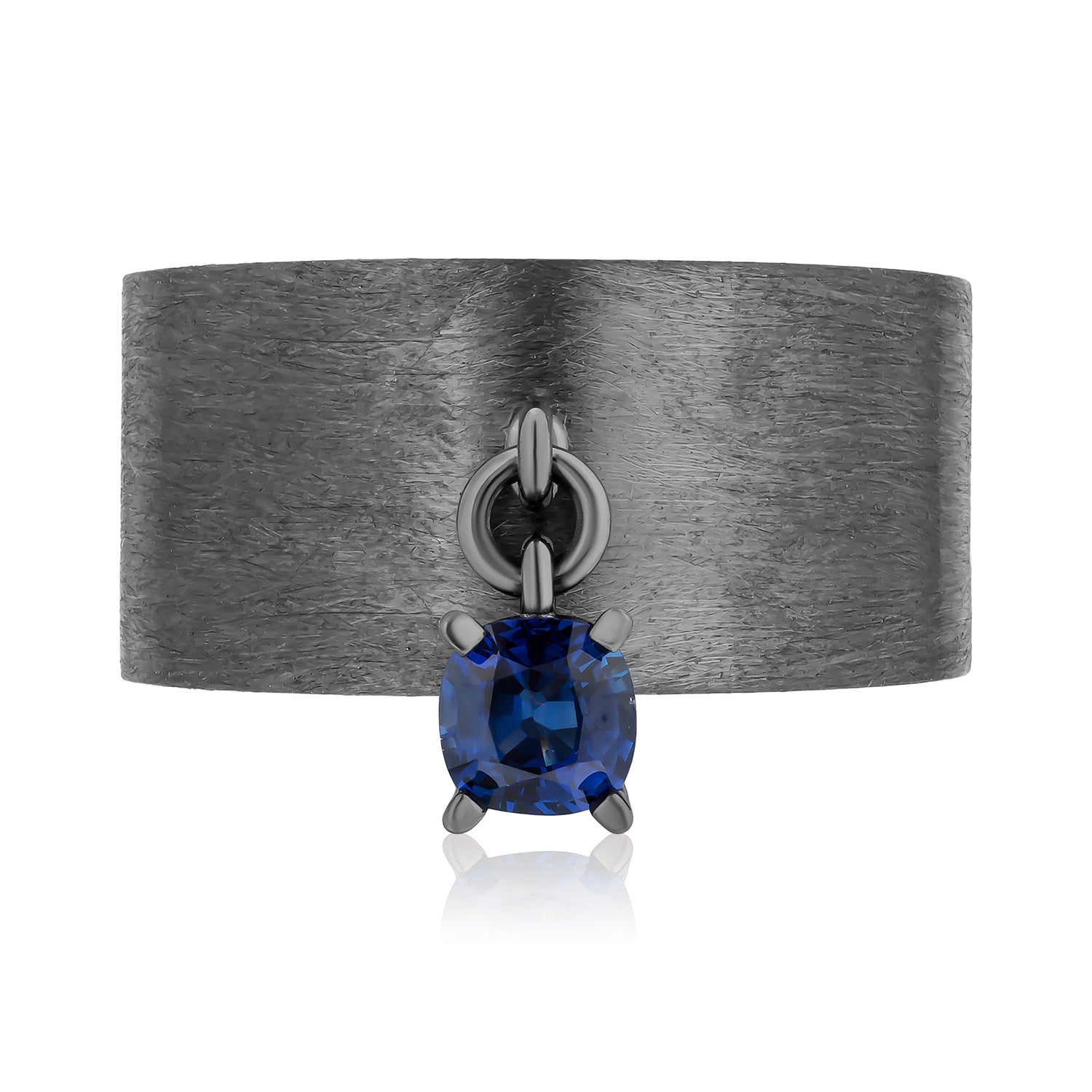 Charmed by Spoiled Ring in Black Rhodium with Sapphire Cushion