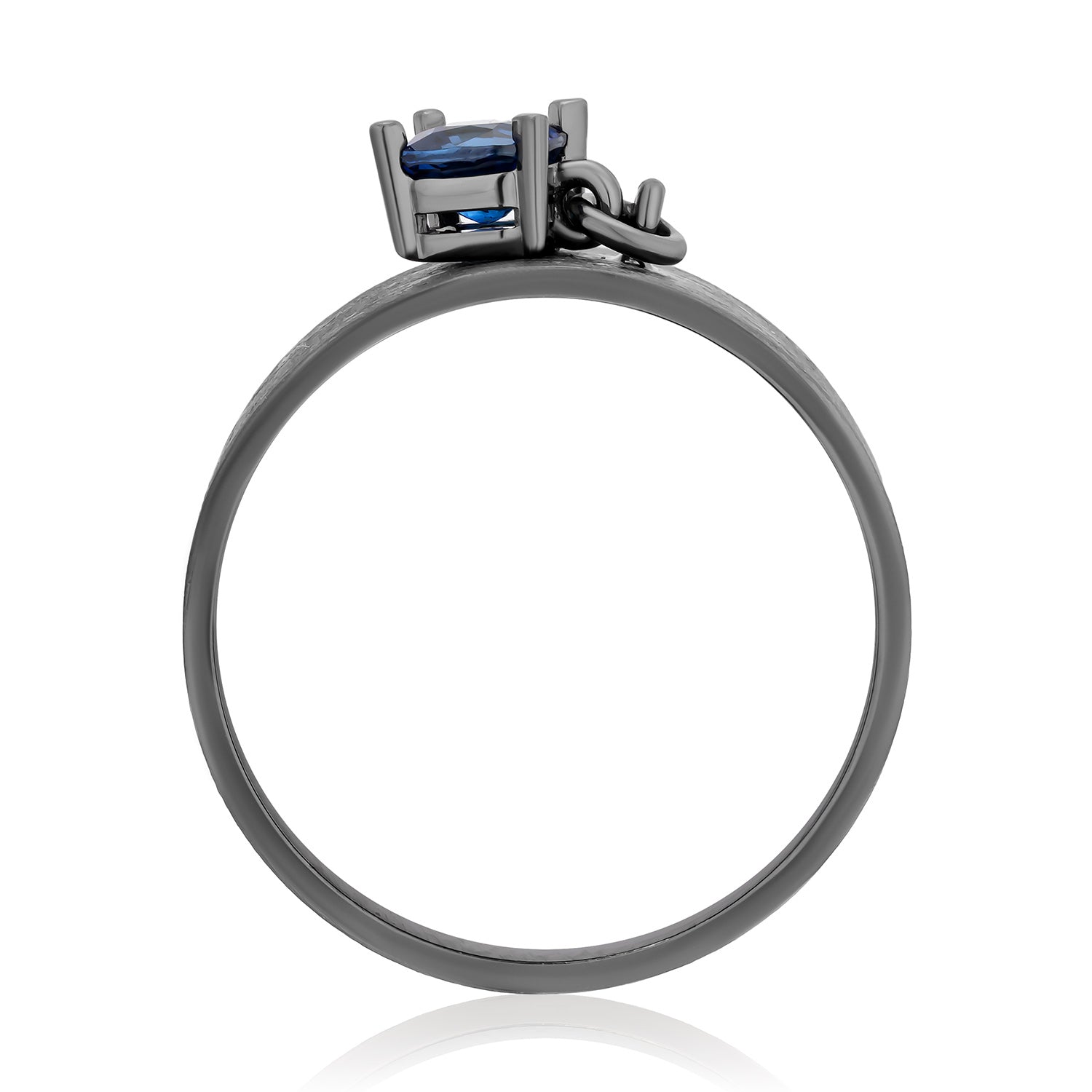 Charmed by Spoiled Ring in Black Rhodium with Sapphire Cushion