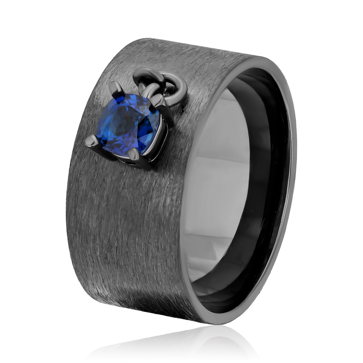 Charmed by Spoiled Ring in Black Rhodium with Sapphire Cushion