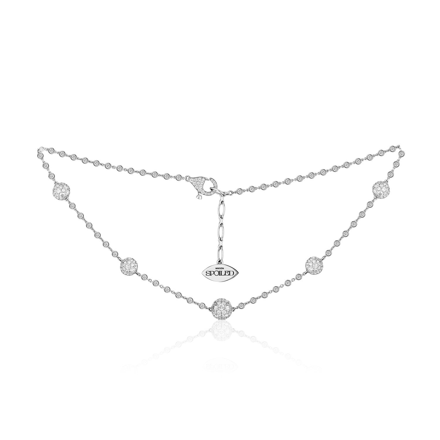 Celestial Standard Charm Choker Necklace in White Gold with Spoiled Chain