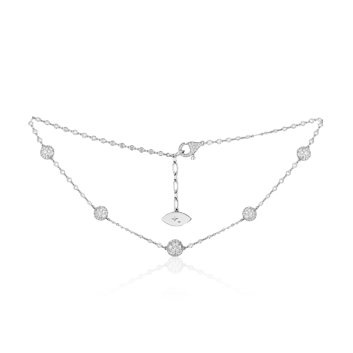 Celestial Standard Charm Choker Necklace in White Gold with Spoiled Chain