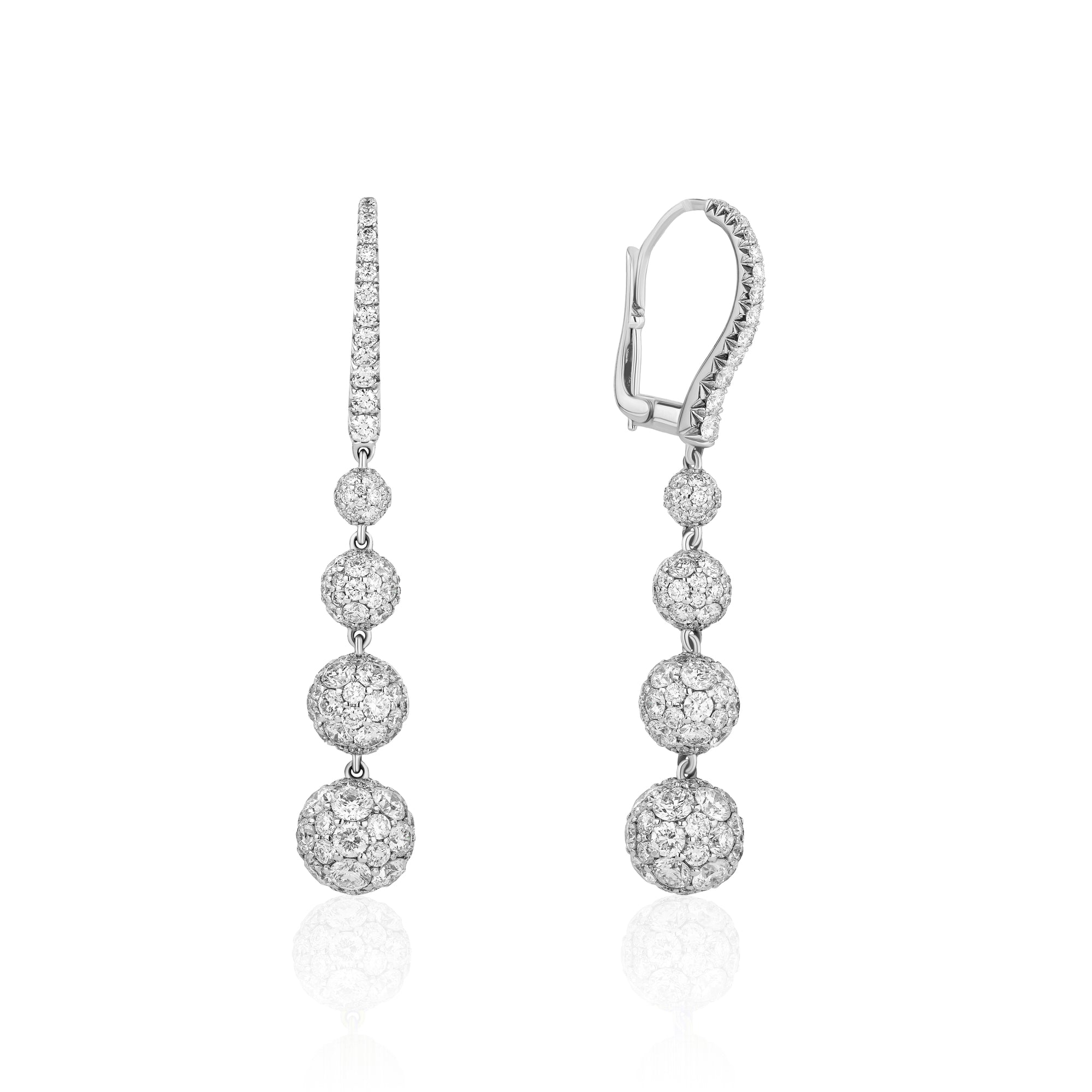 Celestial Drop Earrings in White Gold