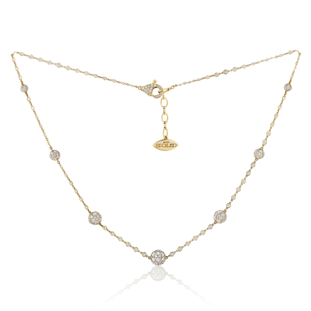 Celestial Graduating Charm Necklace in Yellow Gold with Spoiled Chain