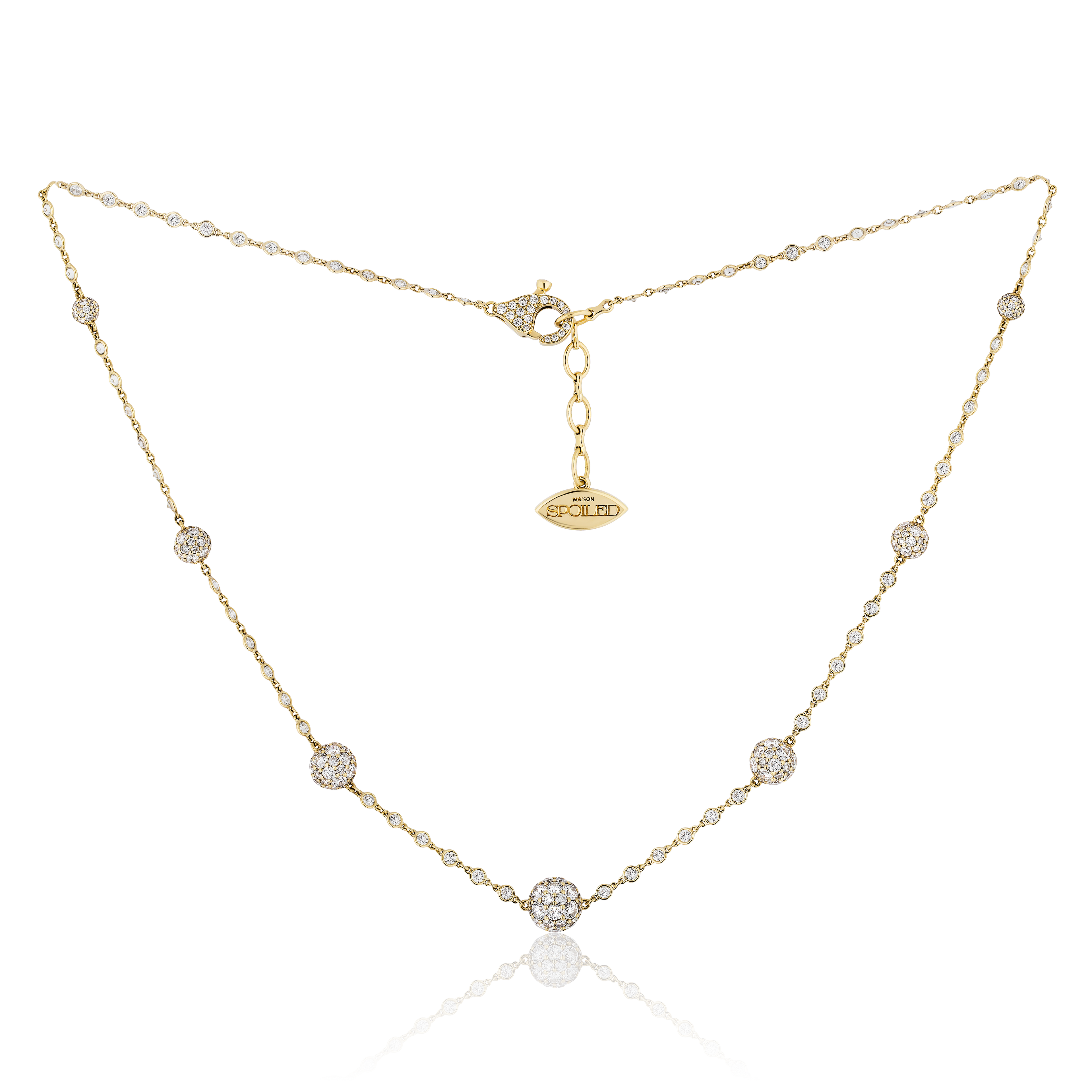 Celestial Graduating Charm Necklace in Yellow Gold with Spoiled Chain