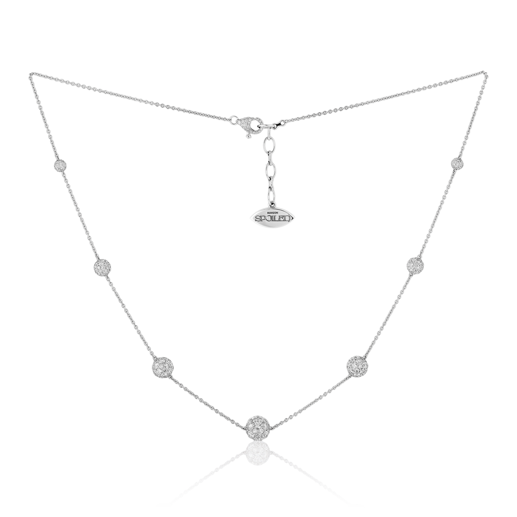 Celestial Graduating Charm Necklace in White Gold with Standard Chain