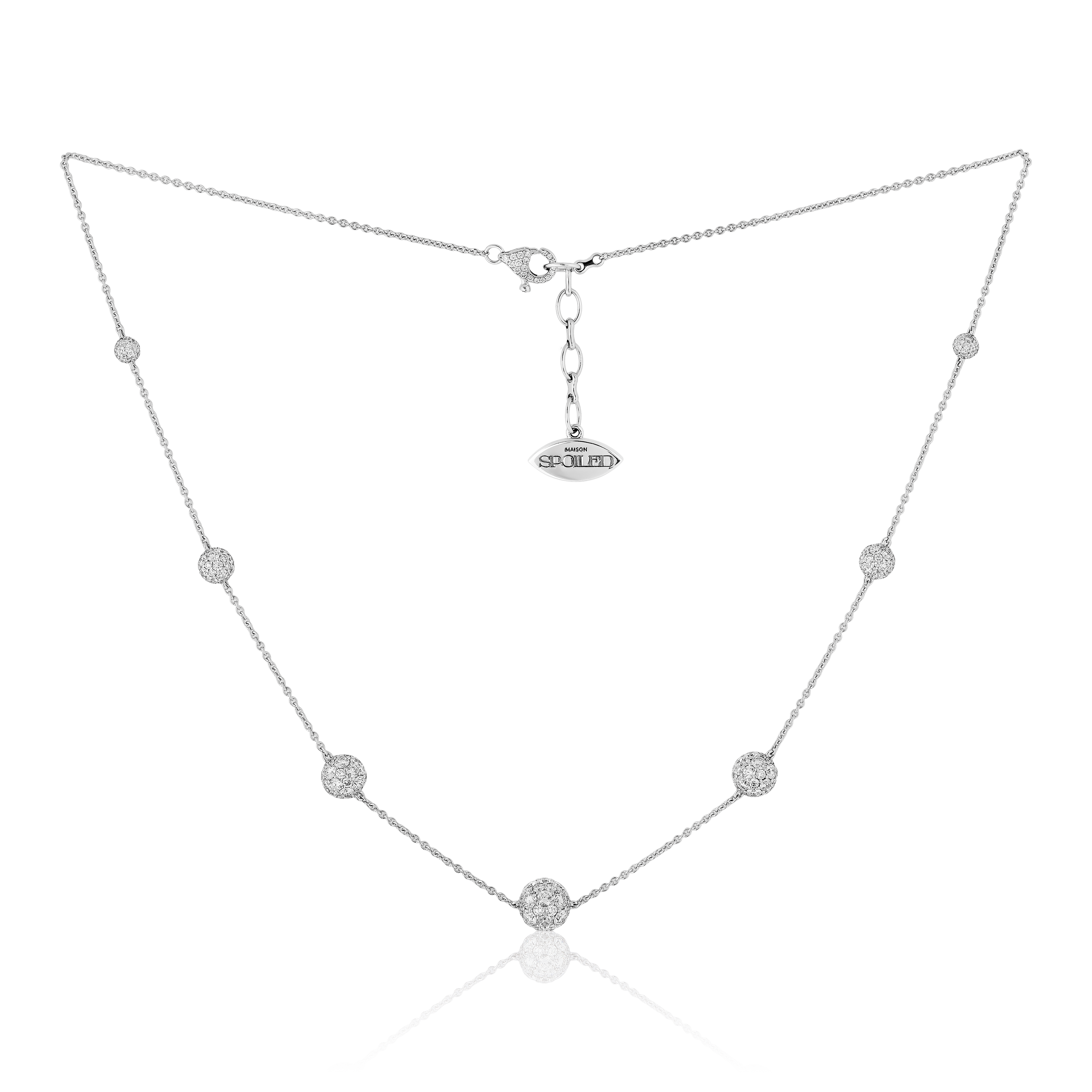 Celestial Graduating Charm Necklace in White Gold with Standard Chain
