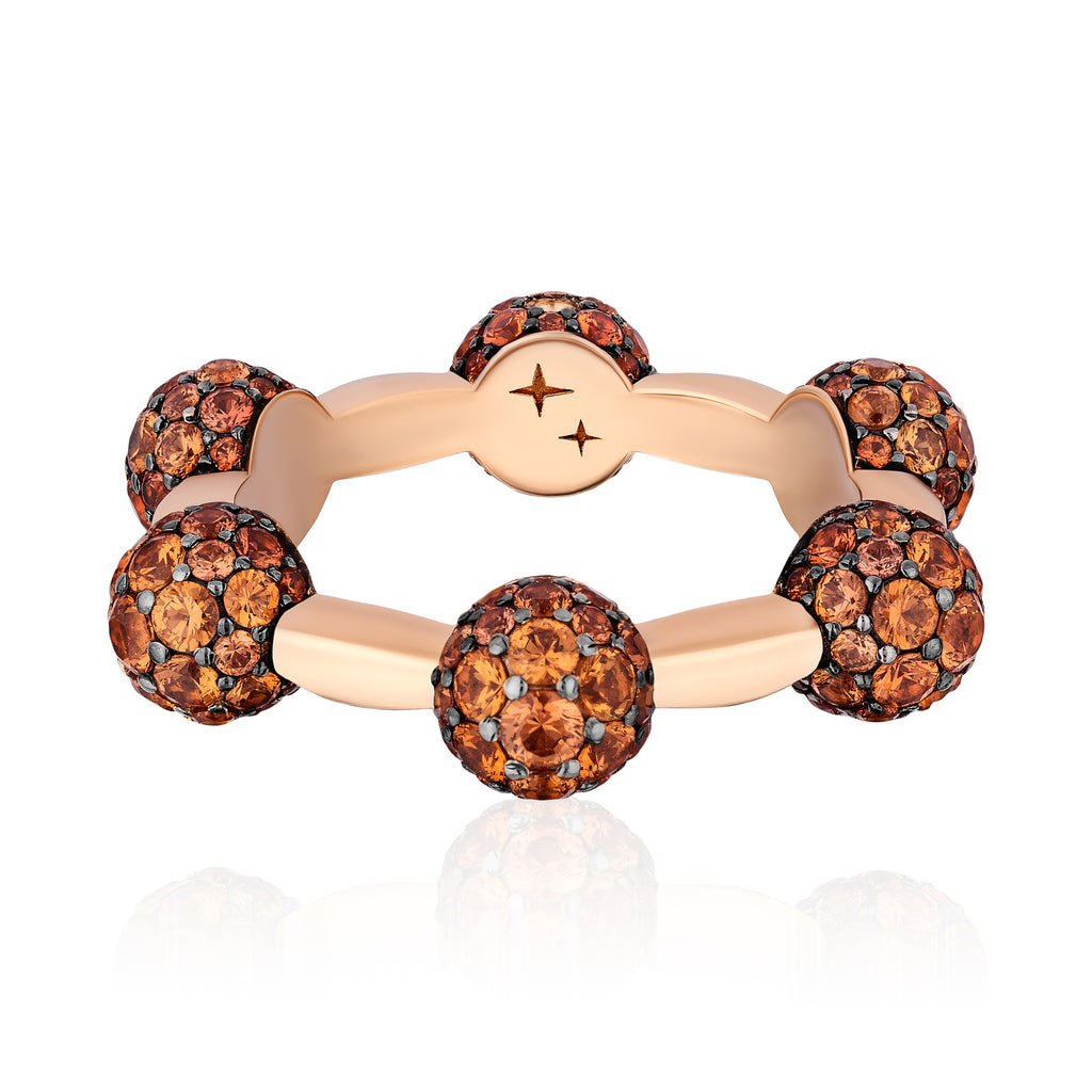 Celestial Ring in Rose Gold with Orange Sapphires