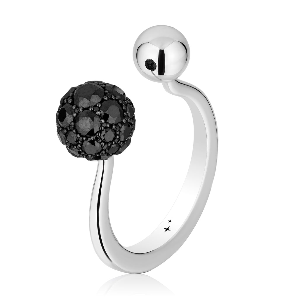 Celestial Toi et Moi Ring SemiSet in White Gold & Black Diamonds