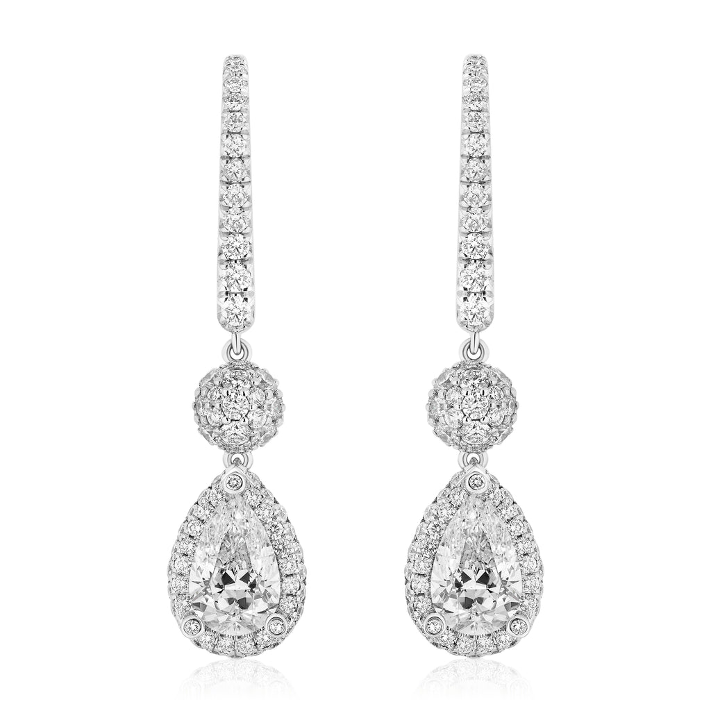 Spoiled Staples Pear Drop Earrings with Natural Diamonds and Blue Sapphires (Semi Mount)