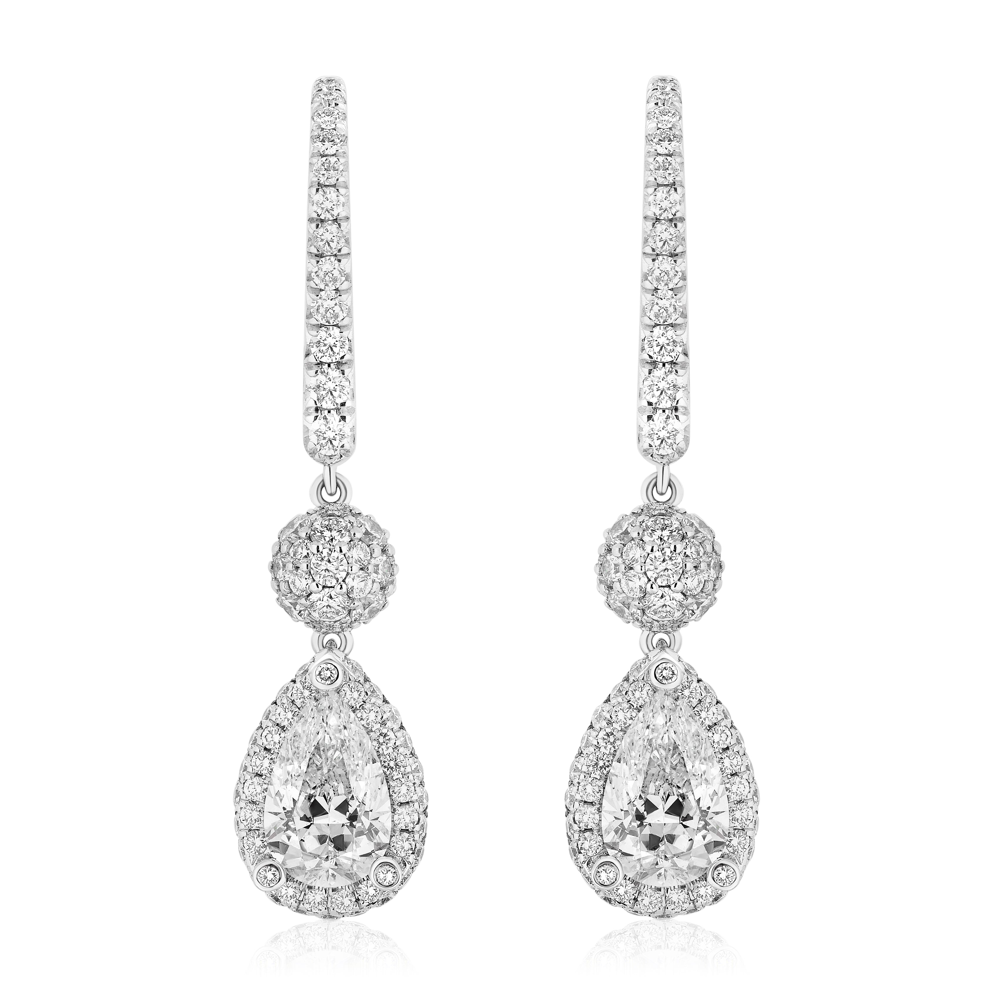 Spoiled Staples Pear Drop Earrings with Natural Diamonds and Blue Sapphires (Semi Mount)