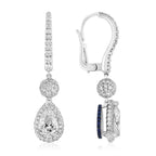 Spoiled Staples Pear Drop Earrings with Natural Diamonds and Blue Sapphires (Semi Mount)