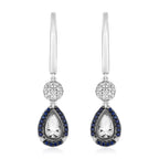 Spoiled Staples Pear Drop Earrings with Natural Diamonds and Blue Sapphires (Semi Mount)