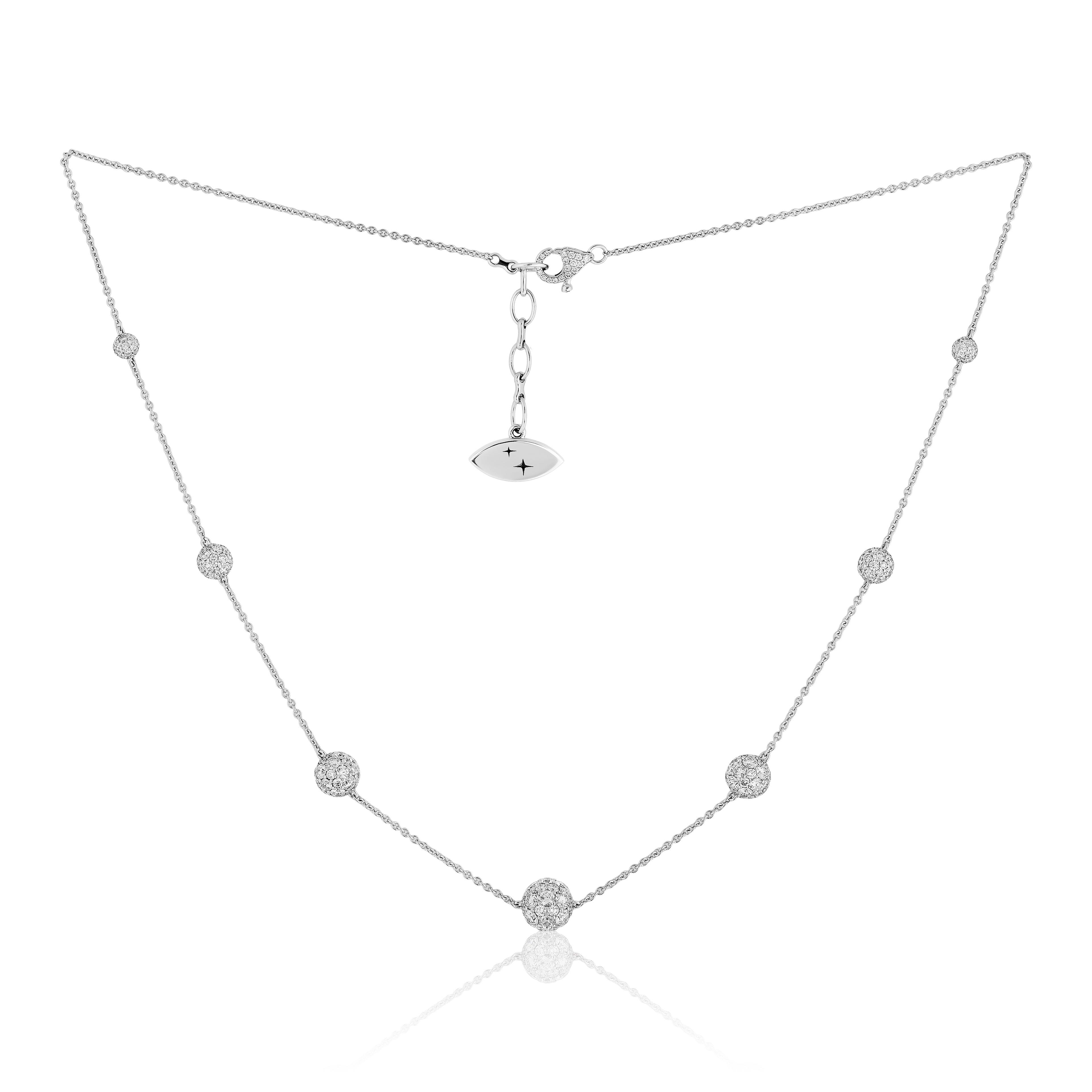 Celestial Graduating Charm Necklace in White Gold with Standard Chain