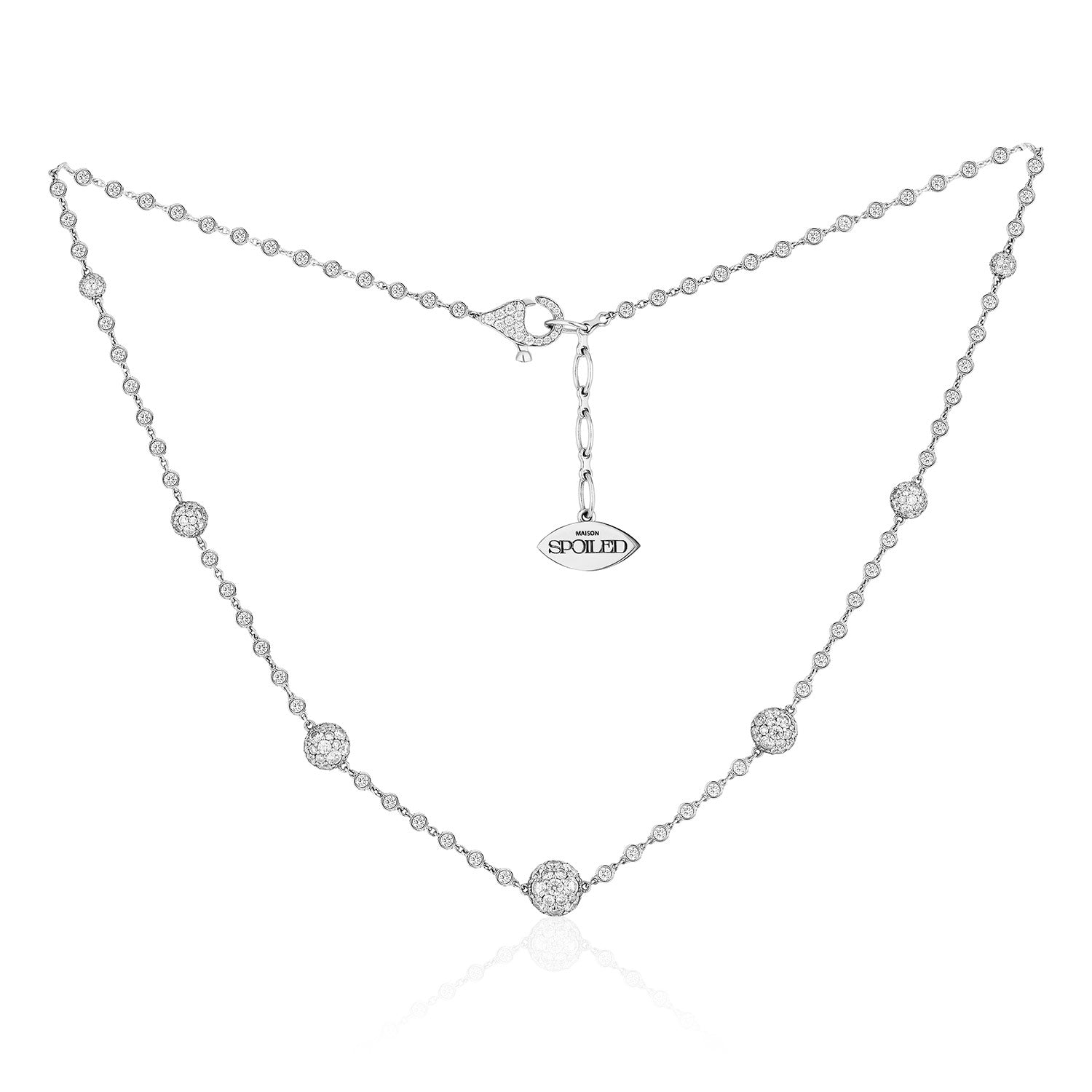 Celestial Graduating Charm Necklace in White Gold with Spoiled Chain
