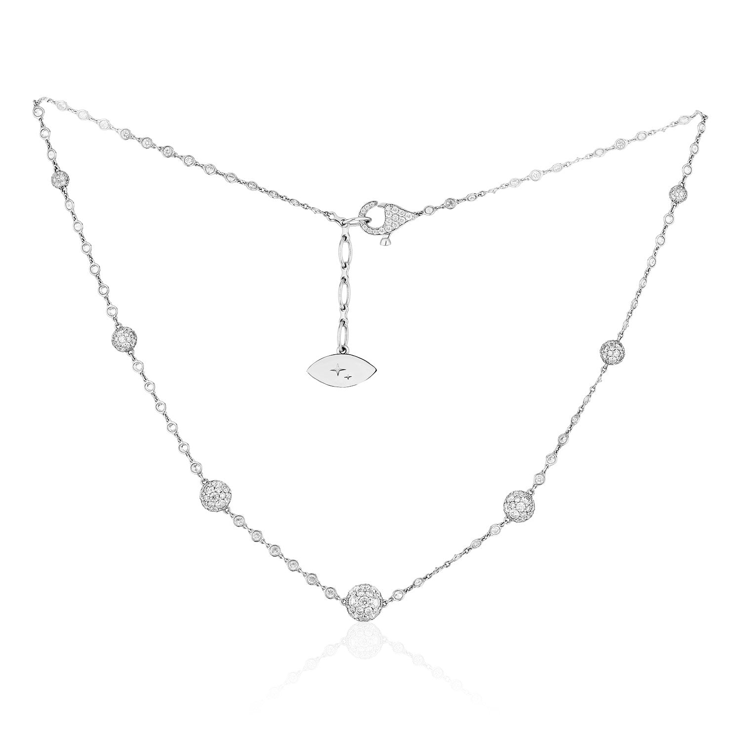 Celestial Graduating Charm Necklace in White Gold with Spoiled Chain