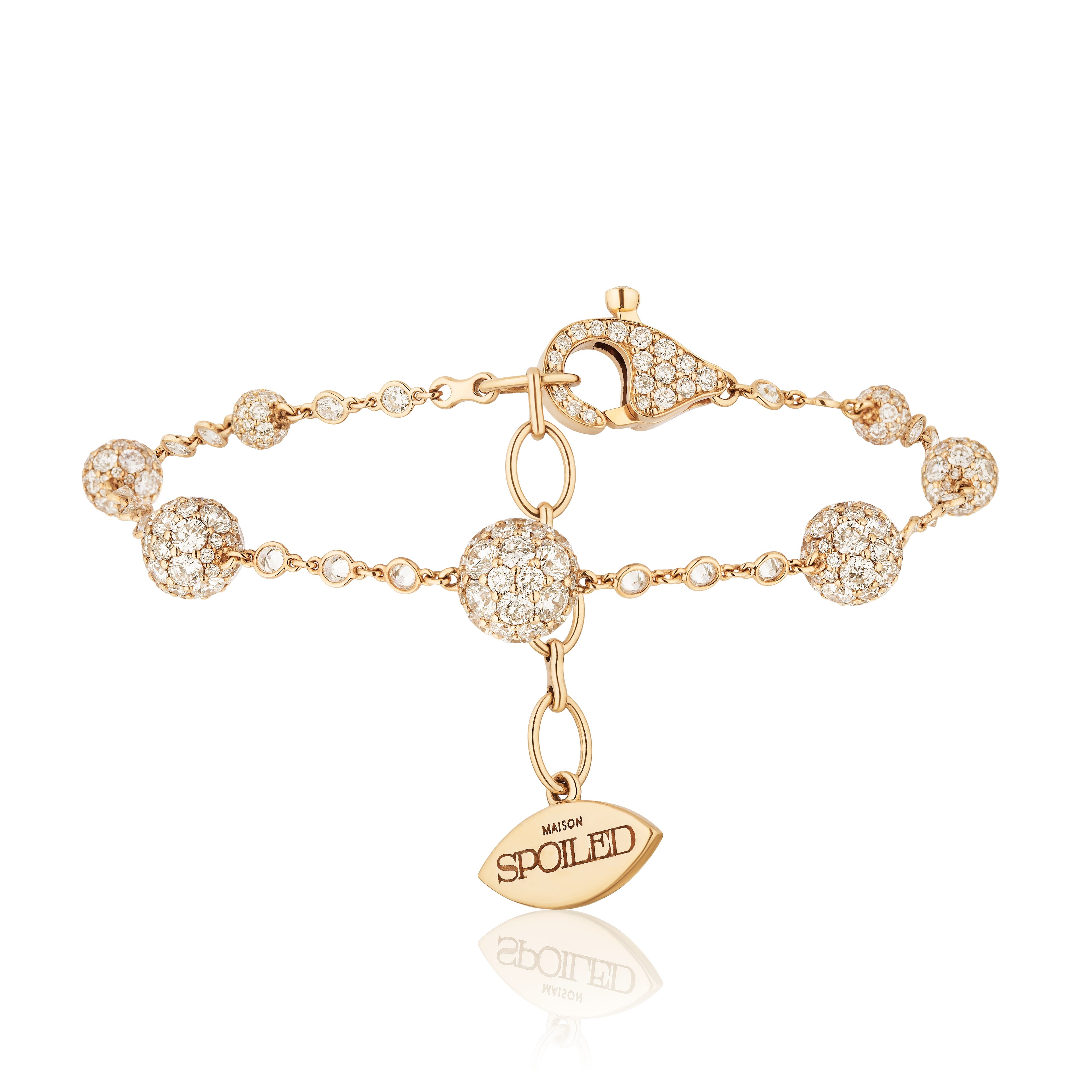 Celestial Graduating Charm Bracelet in Yellow Gold & Natural Diamonds