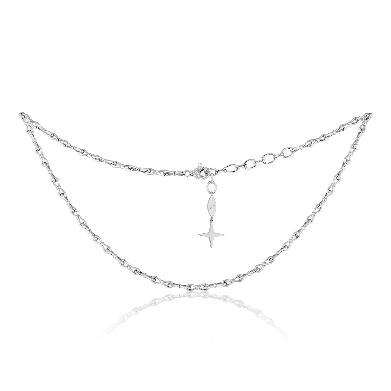 Together Forever Micro Infinity Link Choker in White Gold with Natural Diamond Spoiled Clasp