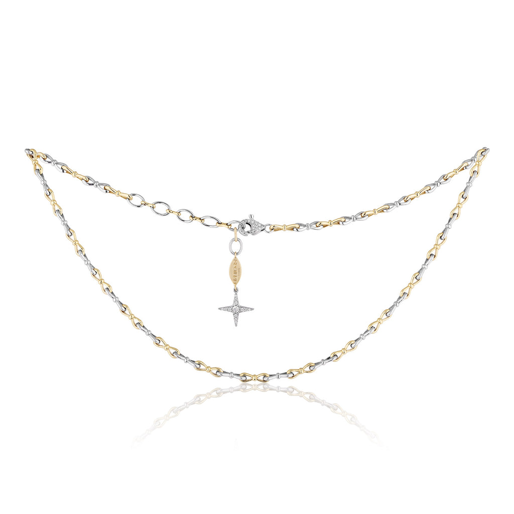 Together Forever Micro Infinity Link Choker in Two-Tone Gold with Natural Diamond Spoiled Clasp