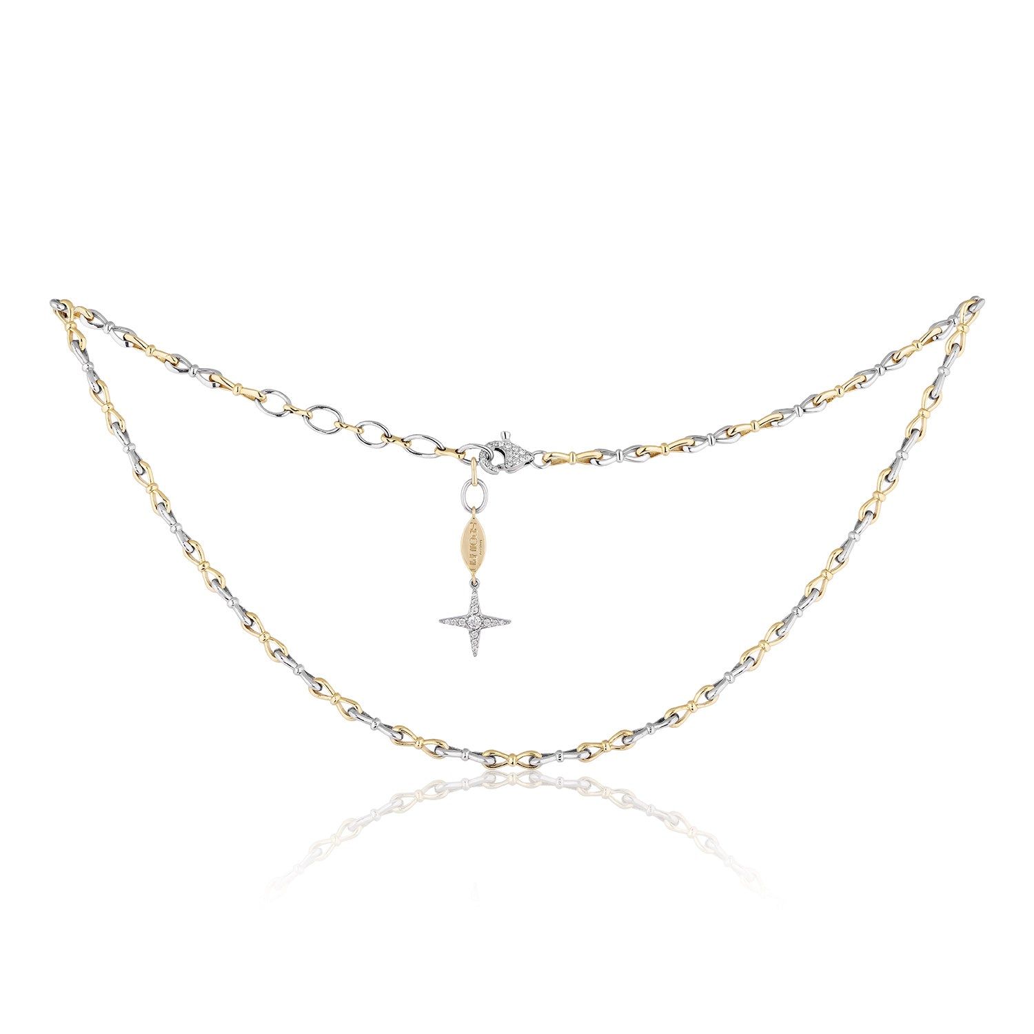 Together Forever Micro Infinity Link Choker in Two-Tone Gold with Natural Diamond Spoiled Clasp