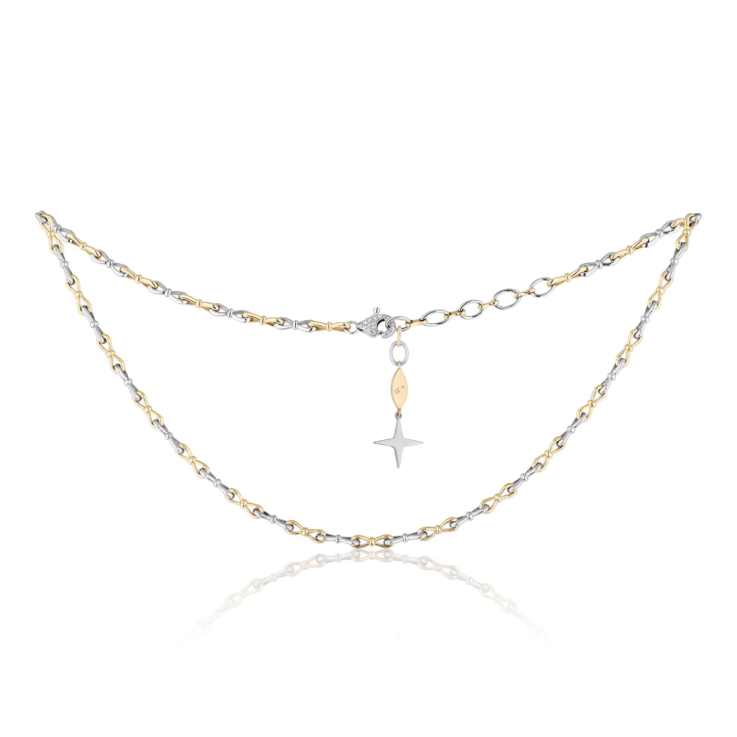 Together Forever Micro Infinity Link Choker in Two-Tone Gold with Natural Diamond Spoiled Clasp