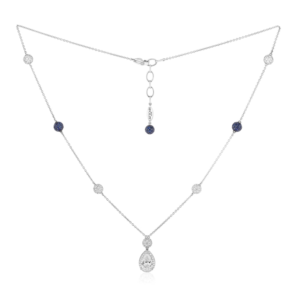 Spoiled Staples Pear Celestial Pendant with Natural Diamonds and Blue Sapphires (Semi Mount)