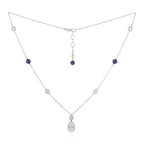 Spoiled Staples Pear Celestial Pendant with Natural Diamonds and Blue Sapphires (Semi Mount)