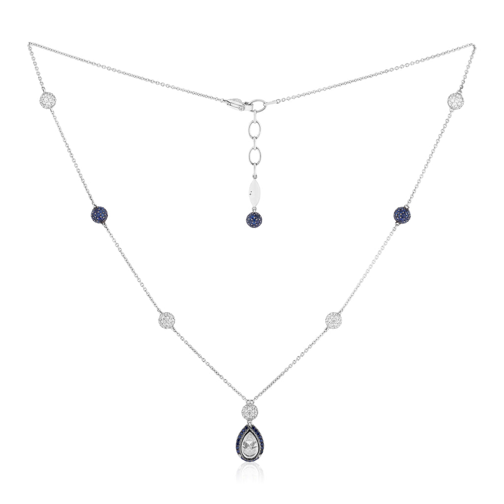 Spoiled Staples Pear Celestial Pendant with Natural Diamonds and Blue Sapphires (Semi Mount)