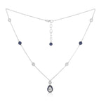 Spoiled Staples Pear Celestial Pendant with Natural Diamonds and Blue Sapphires (Semi Mount)
