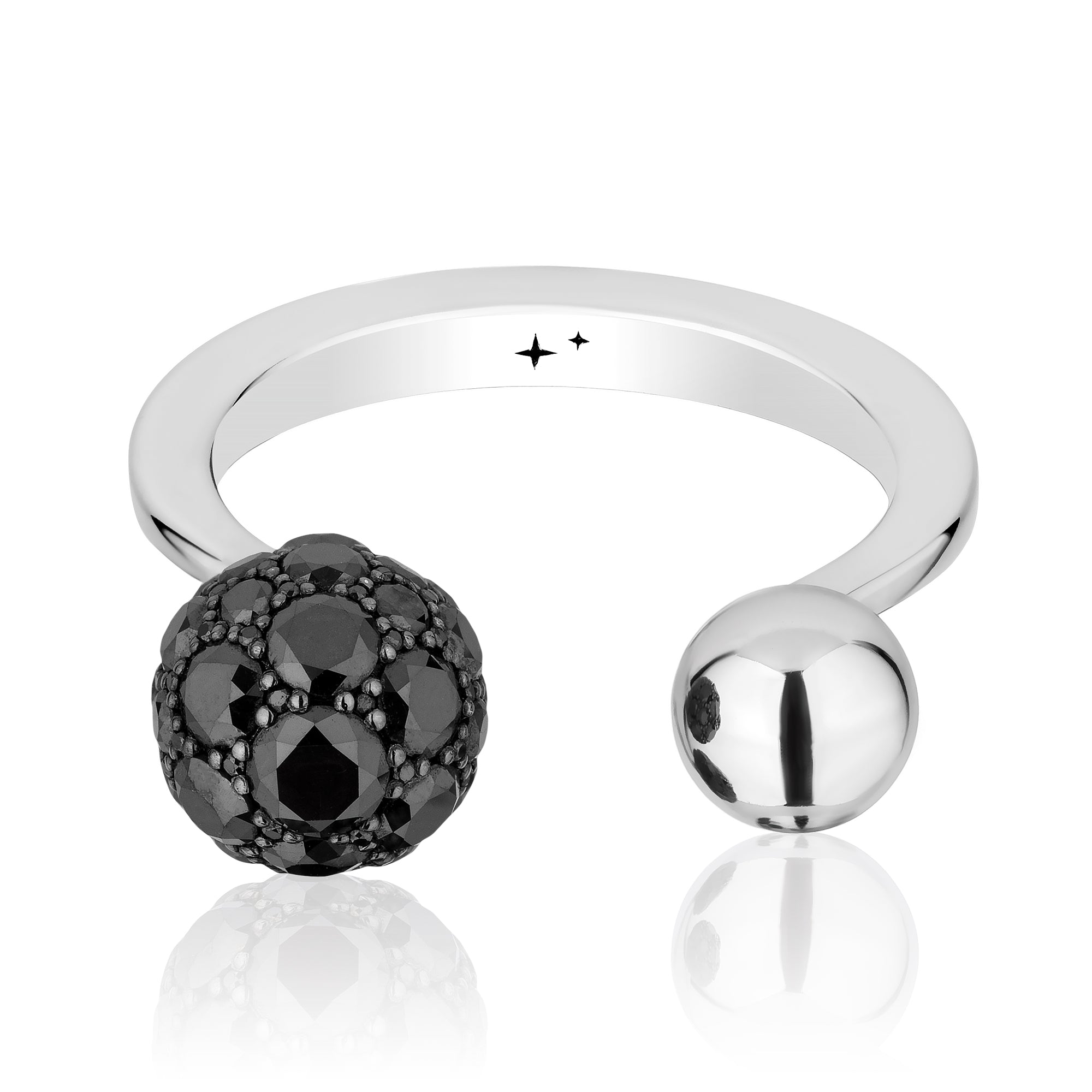 Celestial Toi et Moi Ring SemiSet in White Gold & Black Diamonds