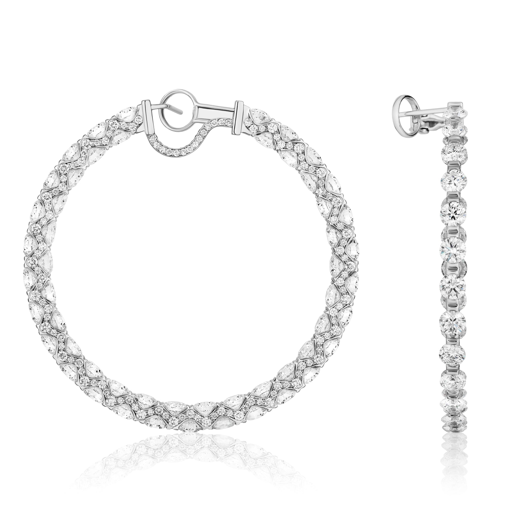 Spoiled Staples 55mm Hoop Earrings with Natural Diamonds